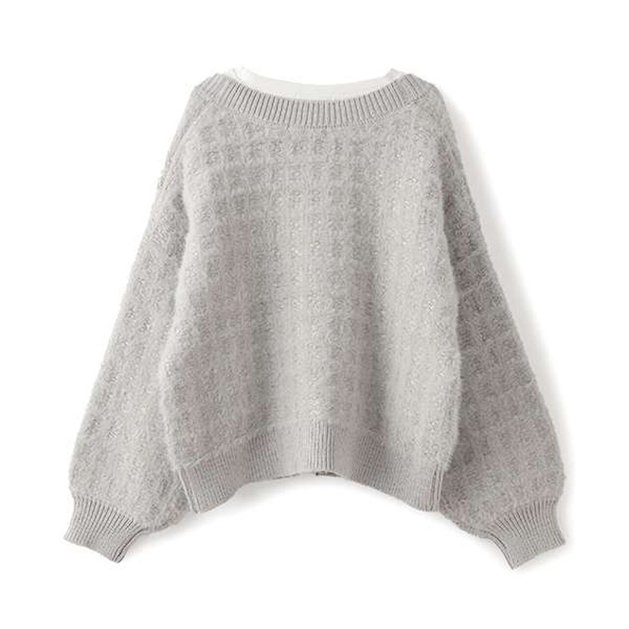 Shaggy Check Cardigan Set,White, large image number 1