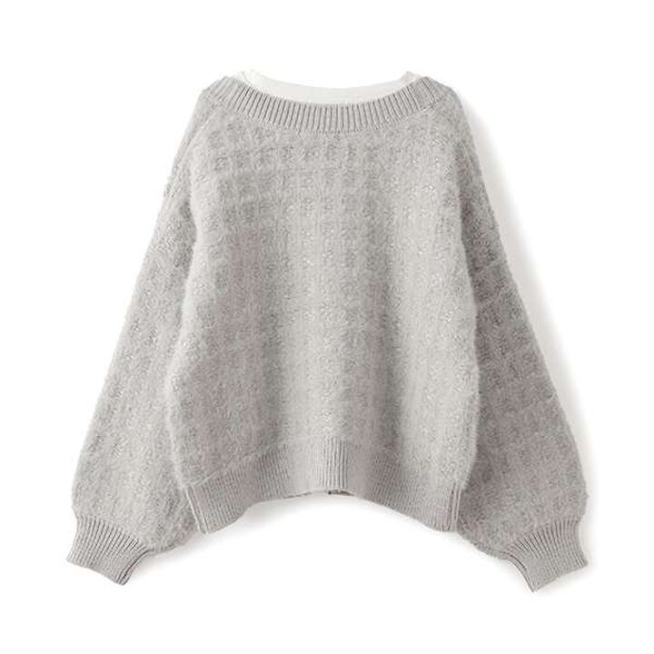 Shaggy Check Cardigan Set,White, medium image number 1