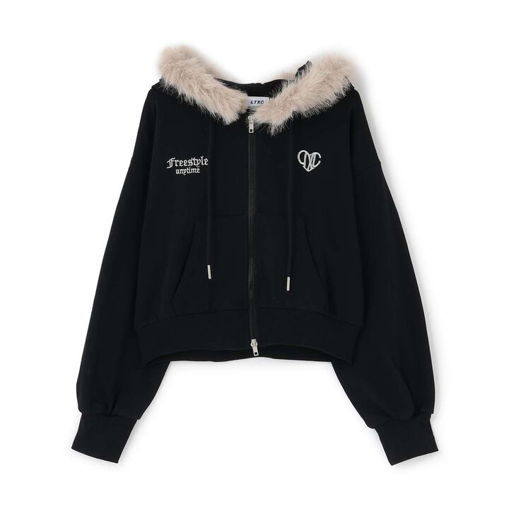 [LTXC] Fur-Trimmed Zip Hoodie,Khaki, medium image number 12