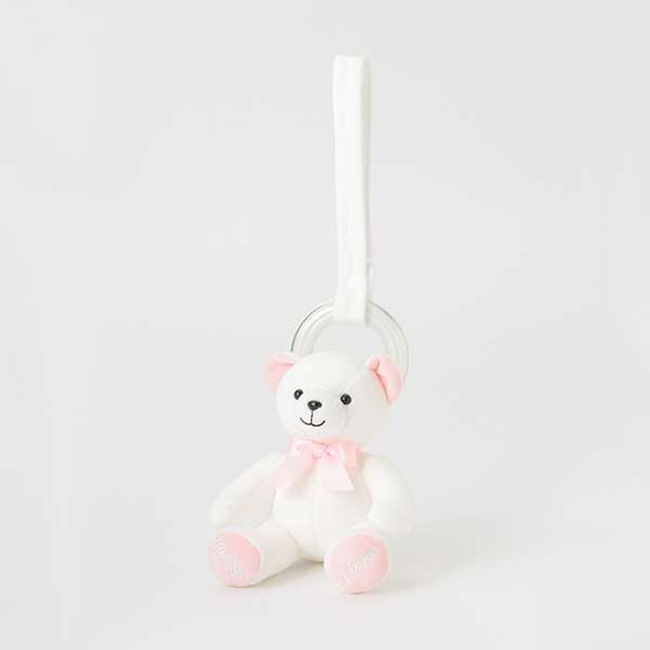 Stuffed Bear Ring Rattle,White, large image number 0