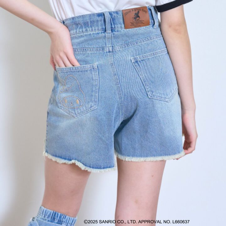 [My Melody & Kuromi] Distressed Shorts,Gray, medium image number 6