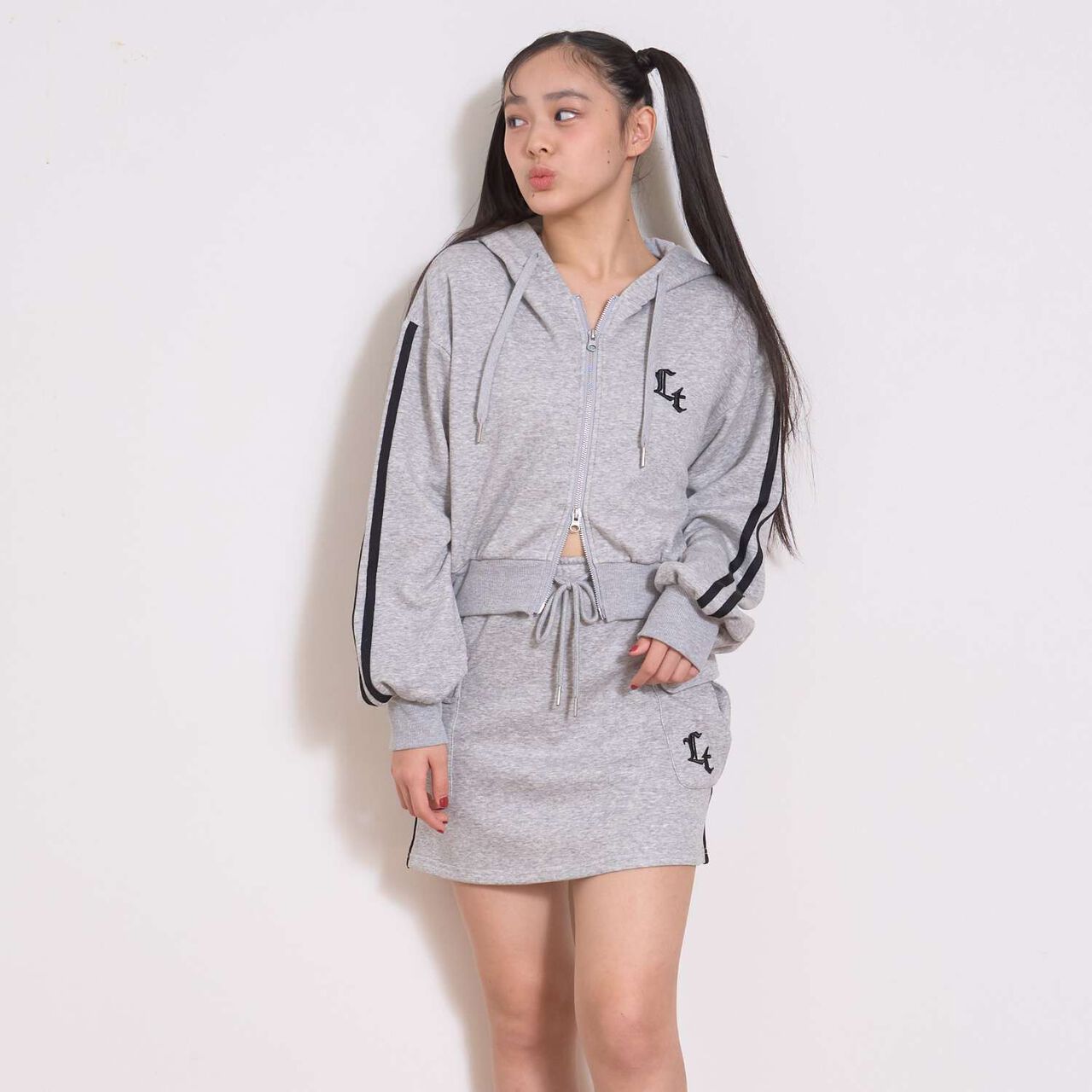 [LTXC/Shaggy Lining] Zip Parka Outfit Set,Top gray, large image number 0
