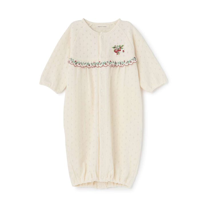 Wild Strawberry Yoke Switch 2WAY Romper [Organic] [Made in Japan],Pearl white, medium image number 3