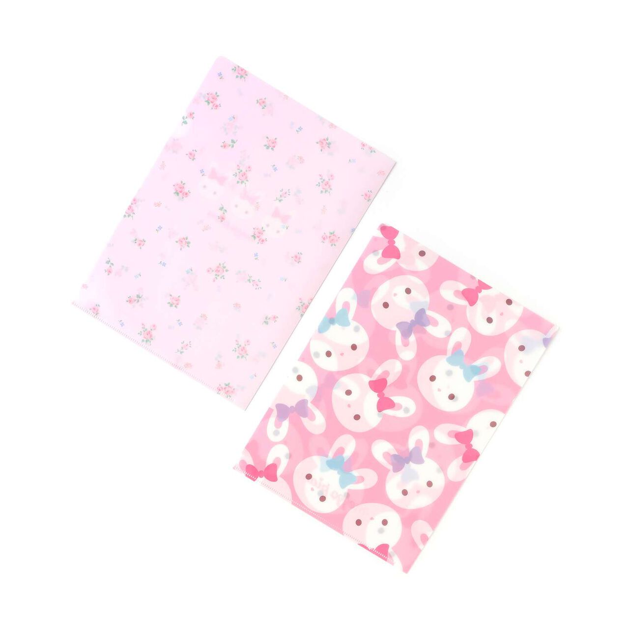 [mezzo piano Adults] Bunny Pattern Clear File 2-Piece Set,Light pink, large image number 1