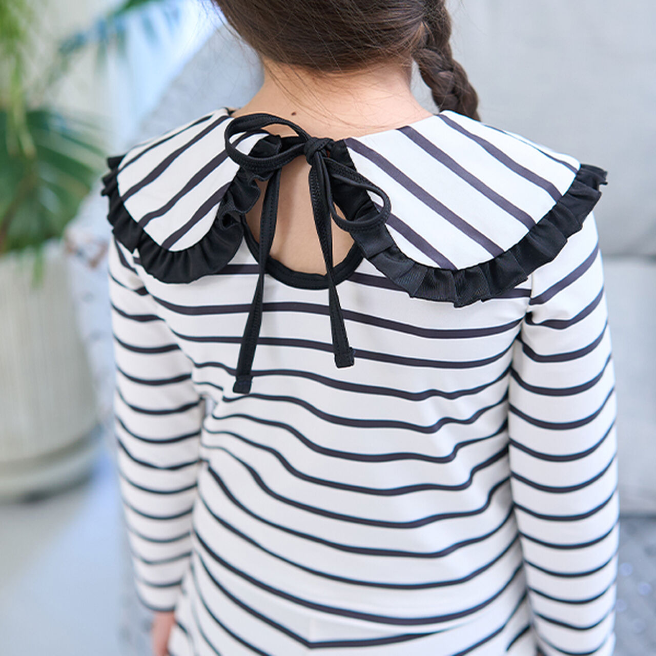 [SWIM] [UV Processing] Assorted Pattern Frill Collar Rash Guard & Pants Set,Navy, large image number 10