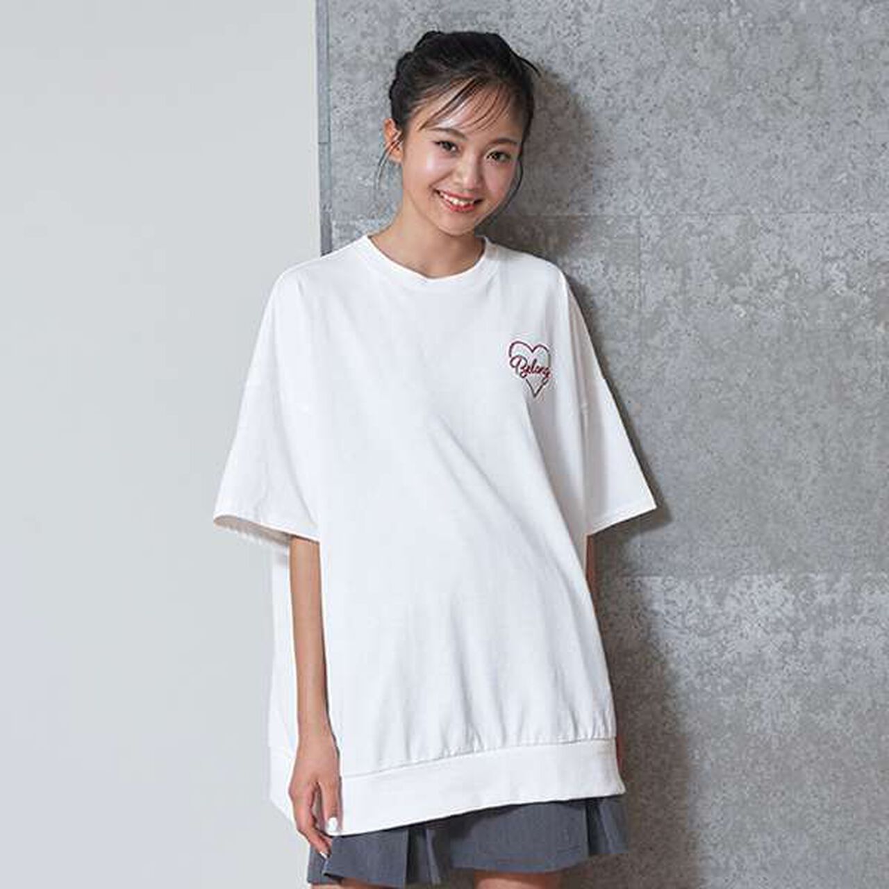 Big Heart Collar T-Shirt,Charcoal gray, large image number 8