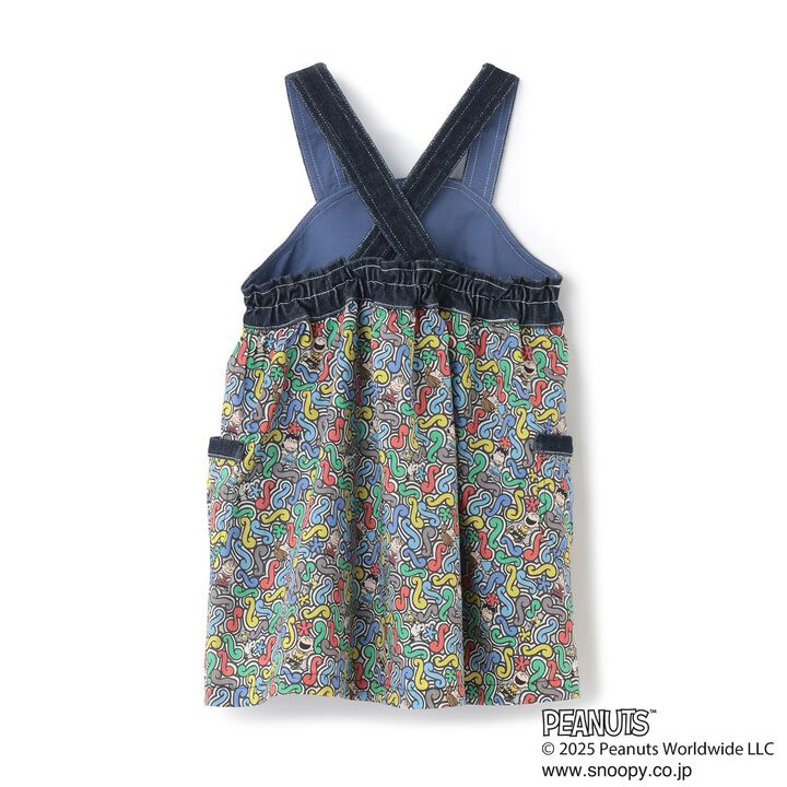 [PEANUTS] Denim Panel Jumper Skirt,Black, medium image number 1