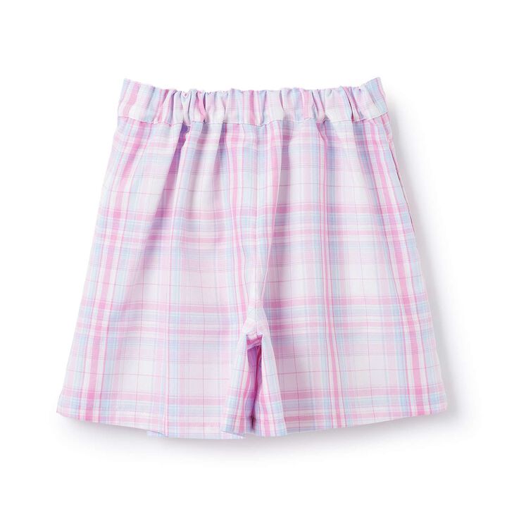 Heart Pouch Wrap-Style Checkered Culotte Skirt,Pink, medium image number 1