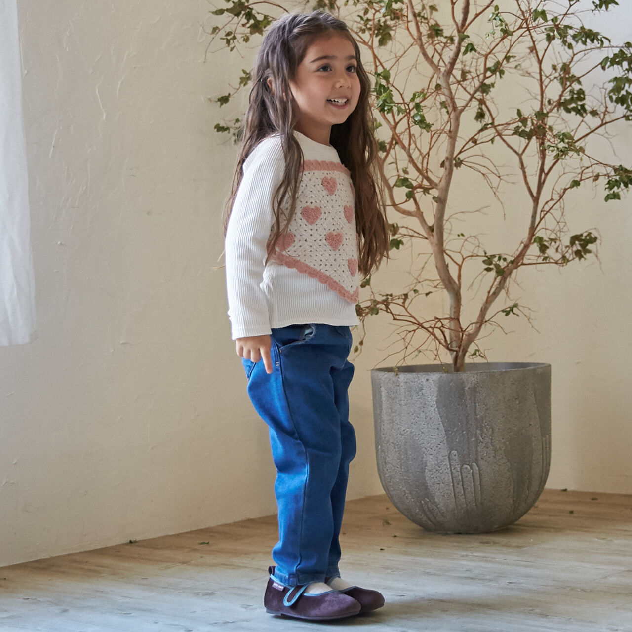 Wool Lined Denim Barrel Pants,Sax blue, large image number 2