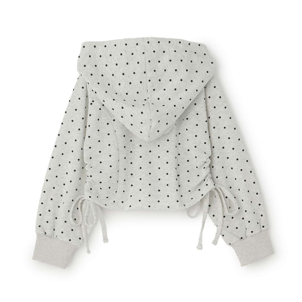 Drawstring Polka Dot Zip Parka,Smoke white, large image number 8