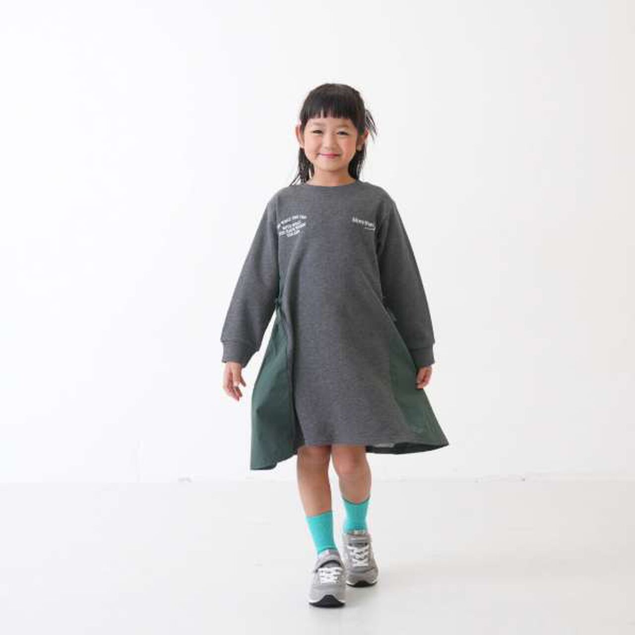 [Link] Side Fabric Panel Dress,Deep gray, large image number 0