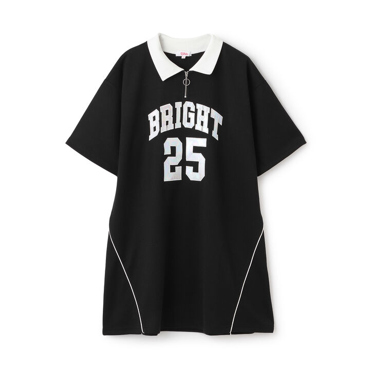 Numbered Half-Zip Ponte One-Piece Dress,Black, medium image number 8