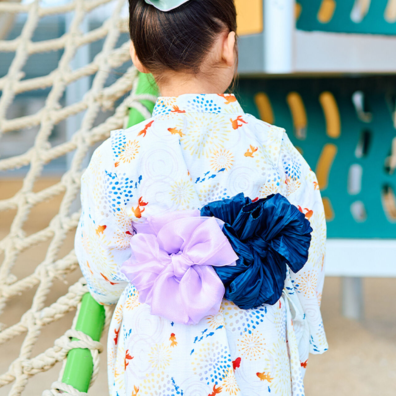 Pattern Assortment Easy-to-Wear One-Piece Yukata (2-Piece Obi Set),Deep red, large image number 5