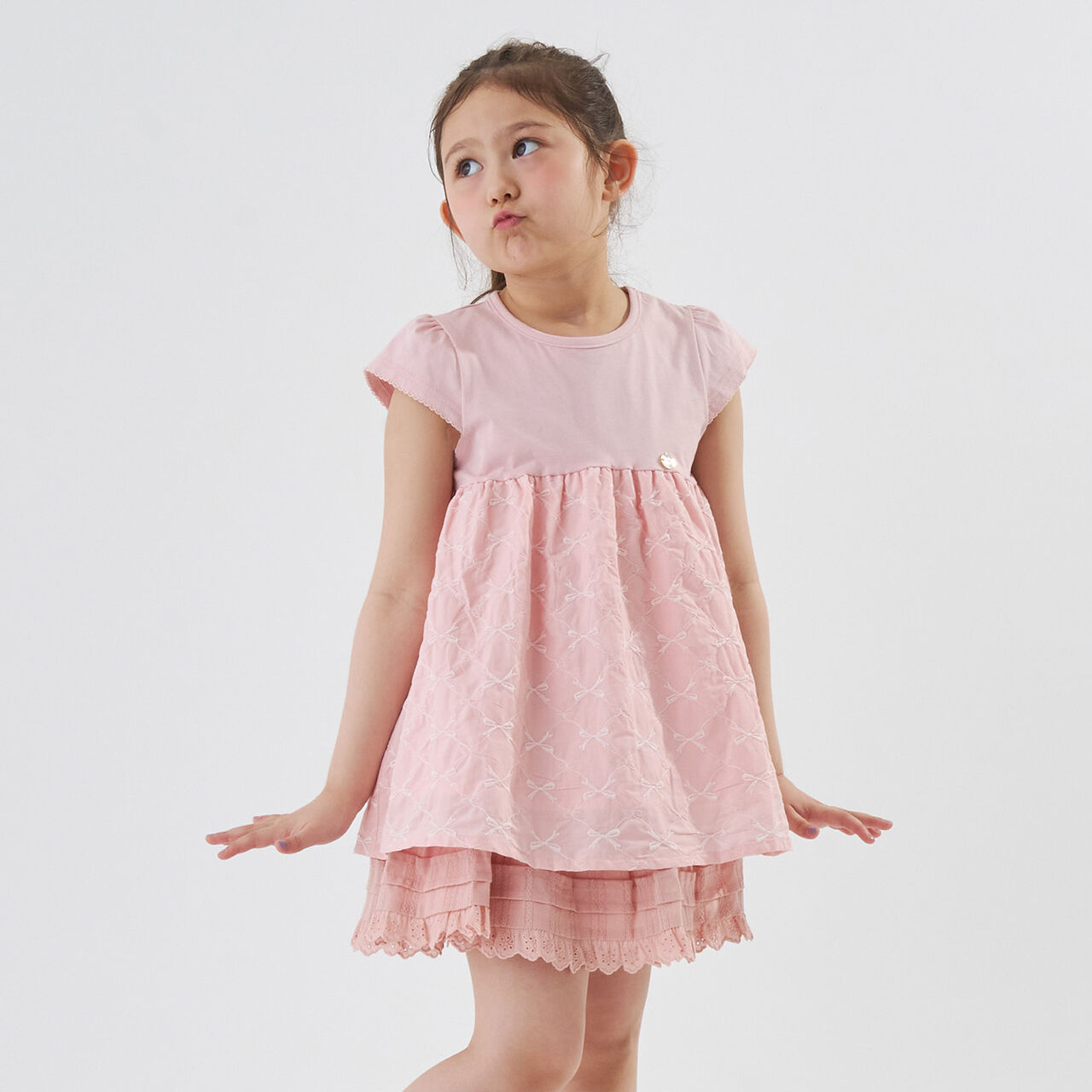 Ribbon Embroidery Docking Top,Light pink, large image number 0