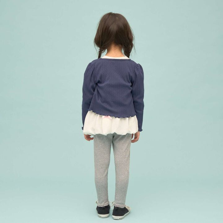 Lace Hem Frill 3/4 Leggings,Top gray, medium image number 14