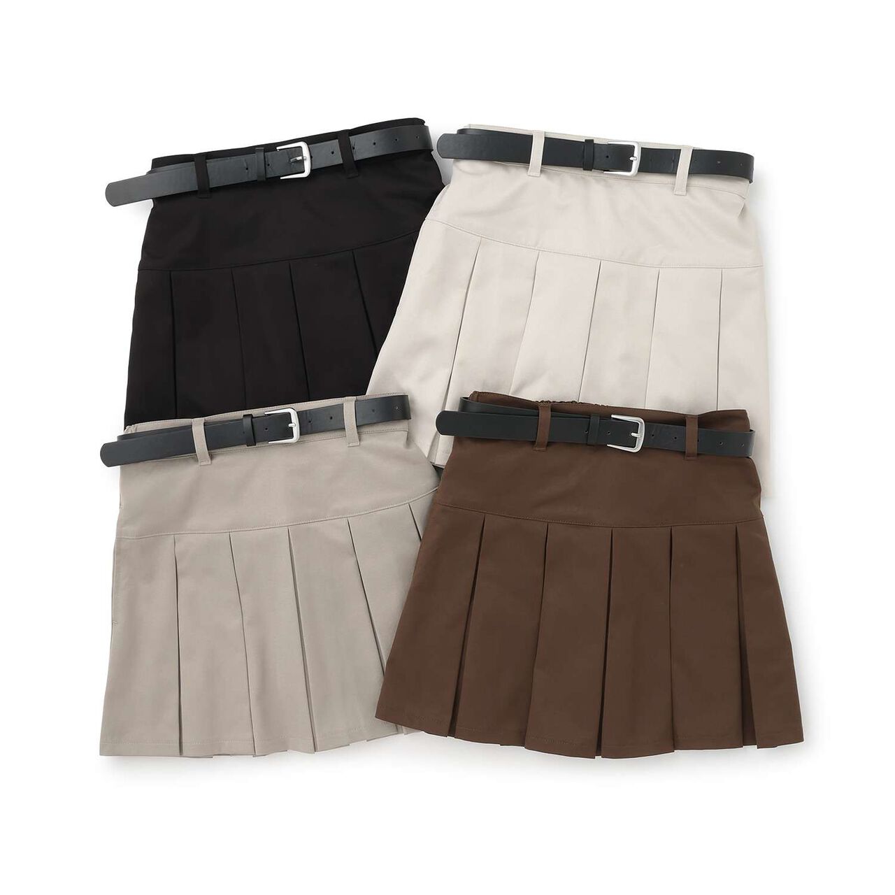 [Easy Care] Pleated Skirt with Belt,Black, large image number 13