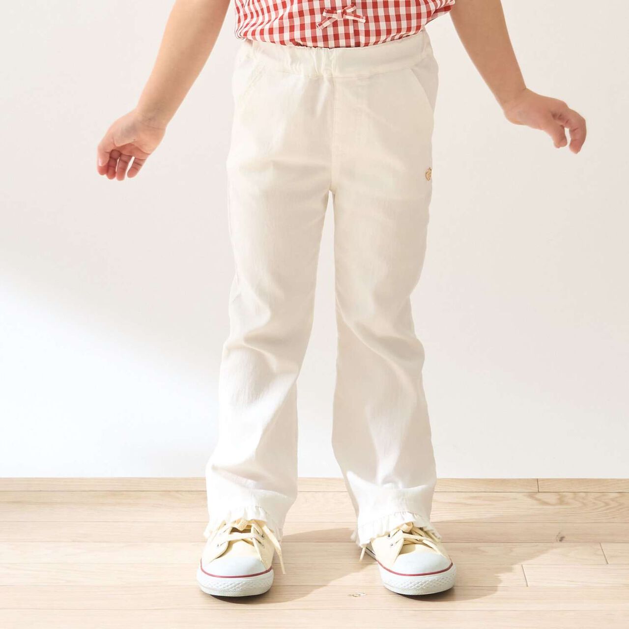 Tomo Pants Stretchy Hem Frill Flared Pants,Ivory, large image number 0