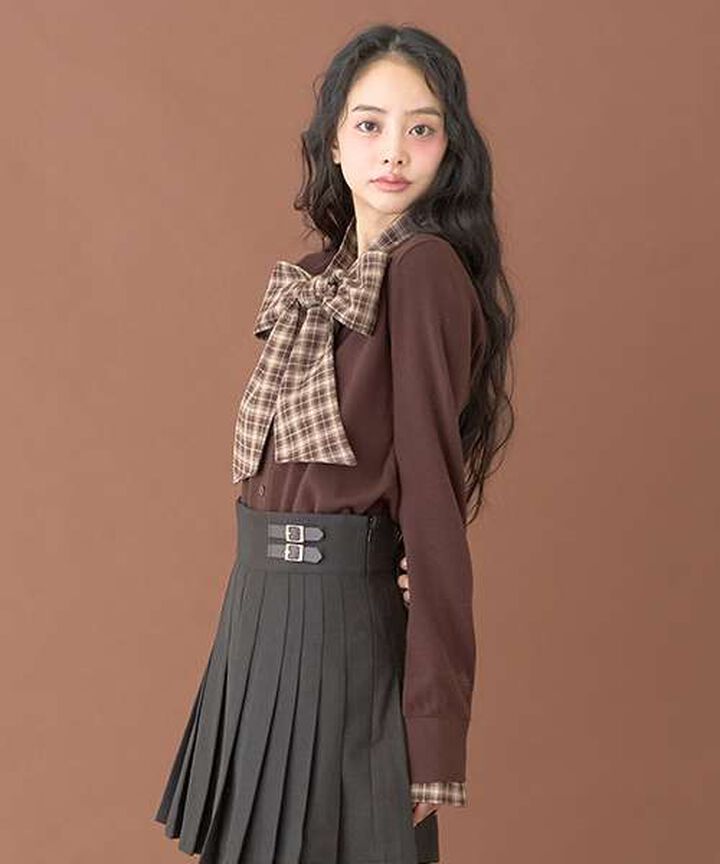 Ribbon Knit Pullover [Korean Fashion],Brown, medium image number 2