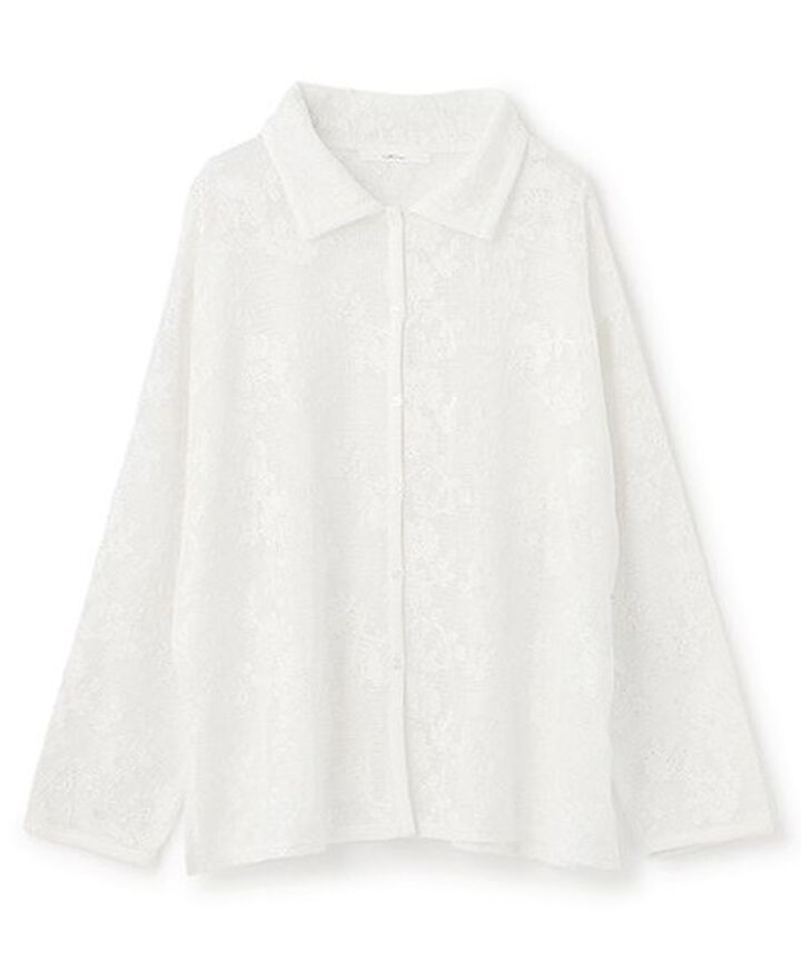 Lace Shirt Jacket,Black, medium image number 4