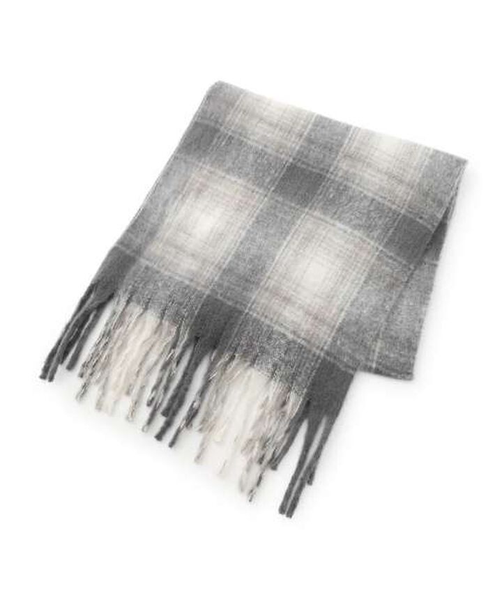 Checkered Scarf [Korean Fashion],Gray, medium image number 0
