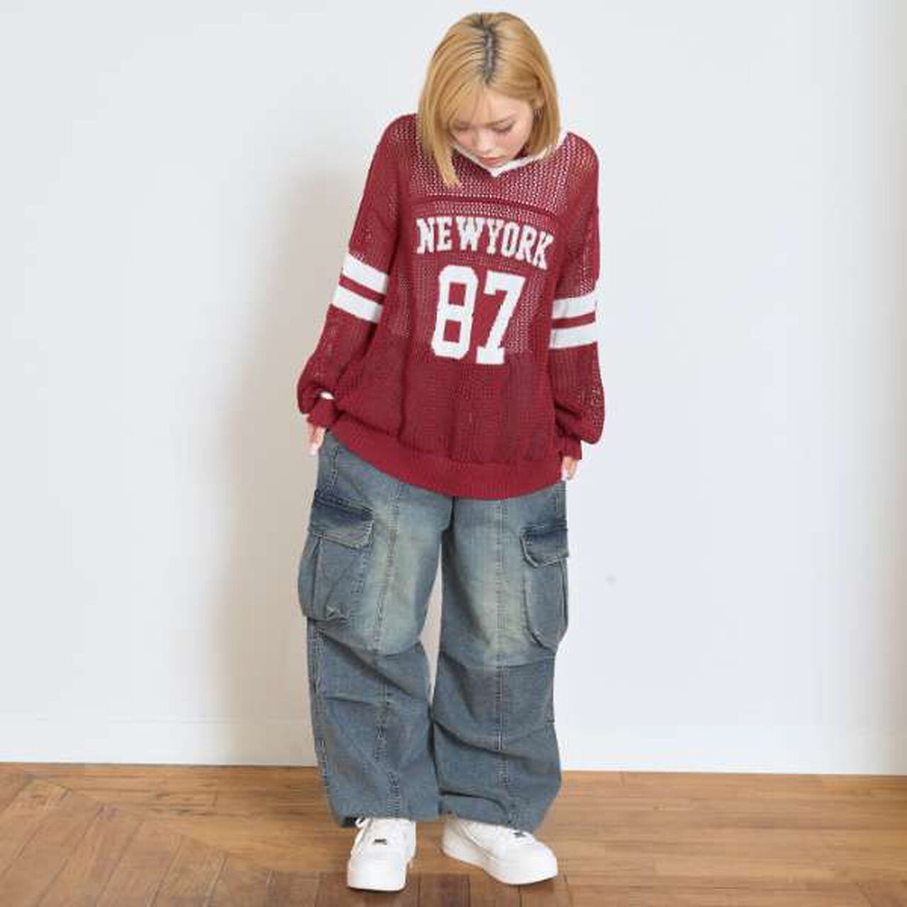 Quick-Dry Stretch Denim Cargo Pants,Gray, large image number 2