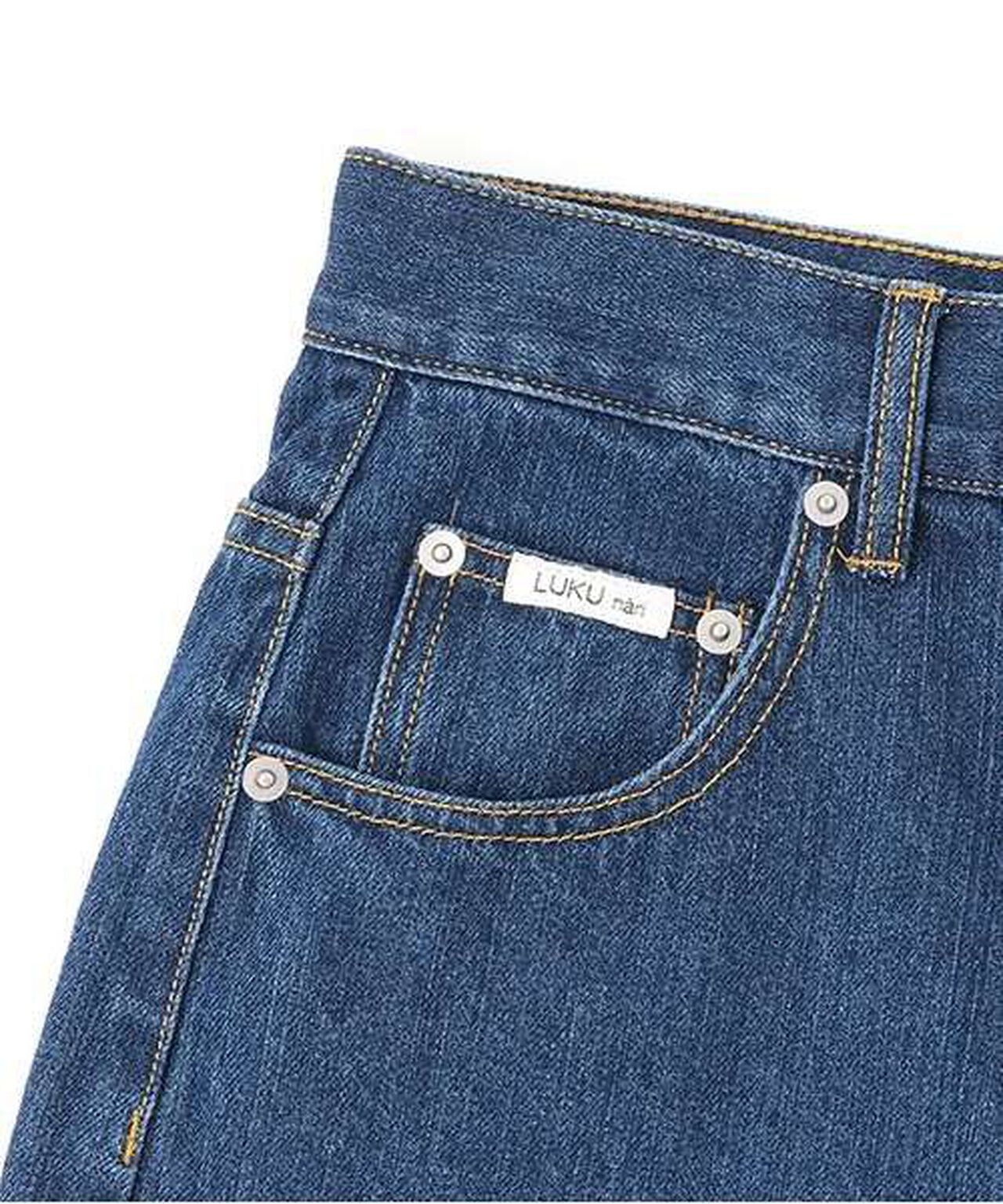 Denim Wide Half Pants,Blue, large image number 2