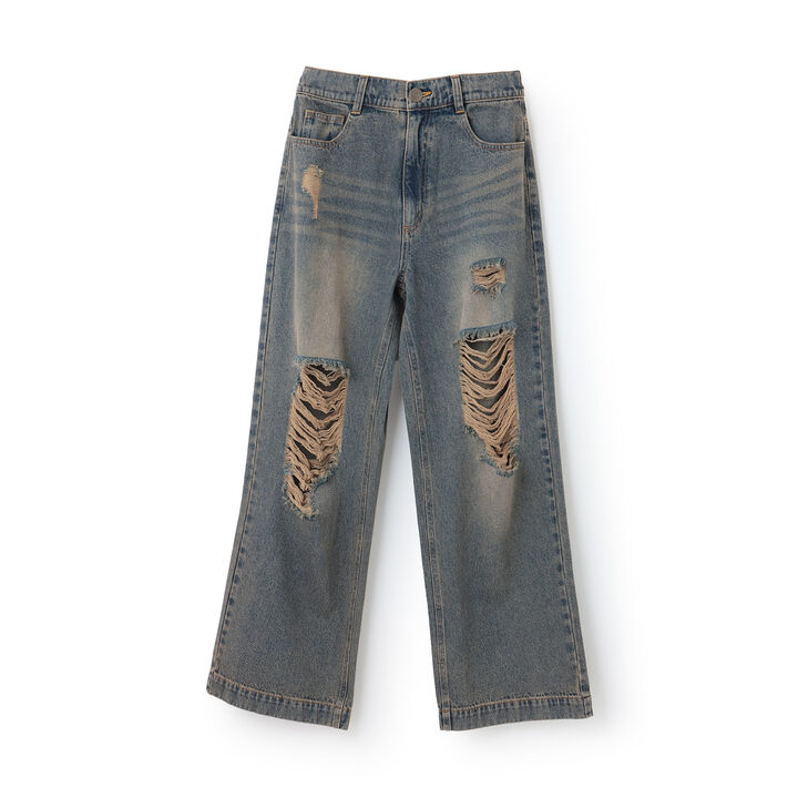 [LTXC] Distressed Denim Wide Pants [Set Available],Navy, medium image number 5