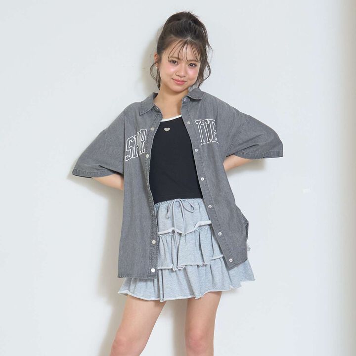 [LTXC/Cool Touch] Denim Loose Tunic Shirt Dress,Gray, medium image number 0