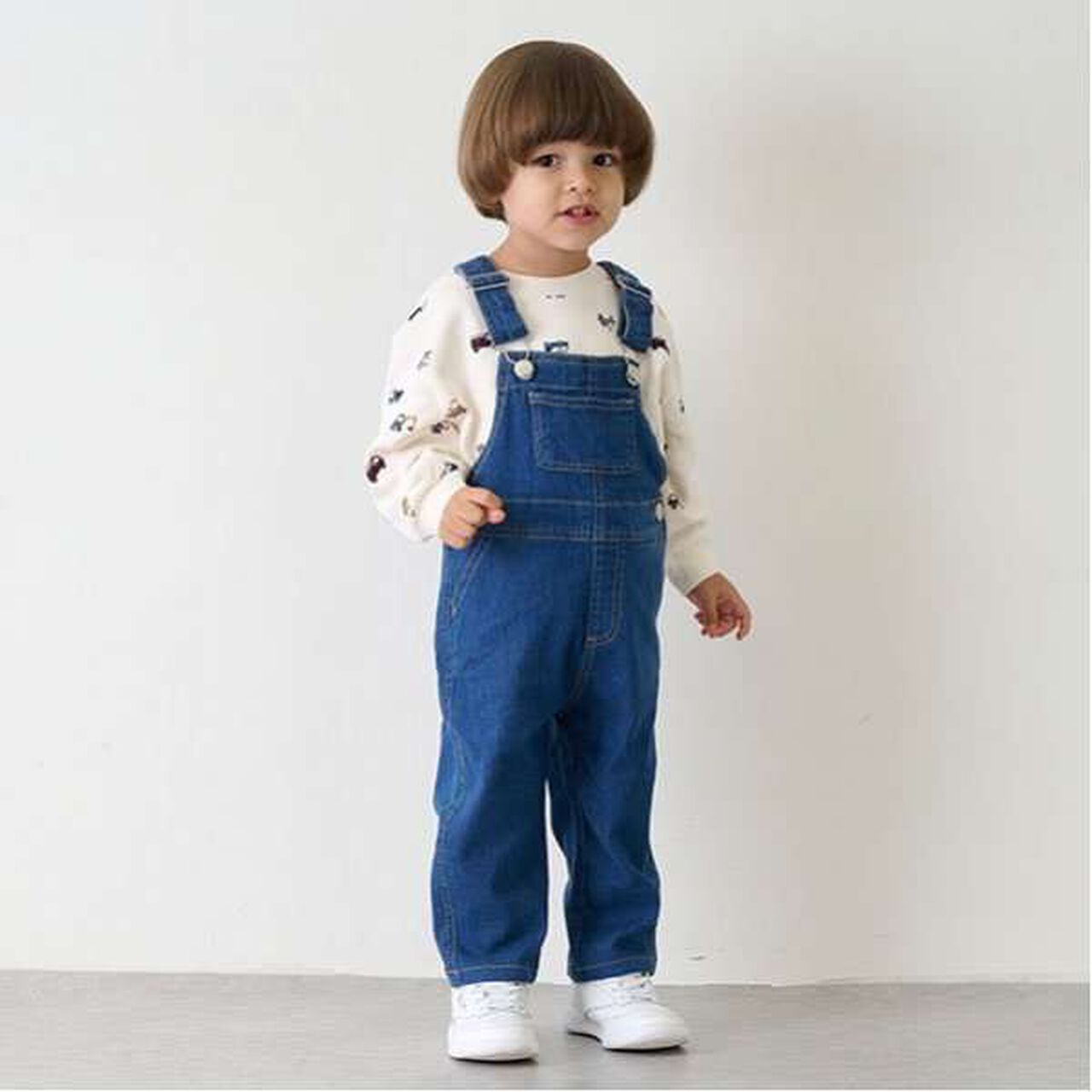 Stretch Denim Overalls,Navy, large image number 8