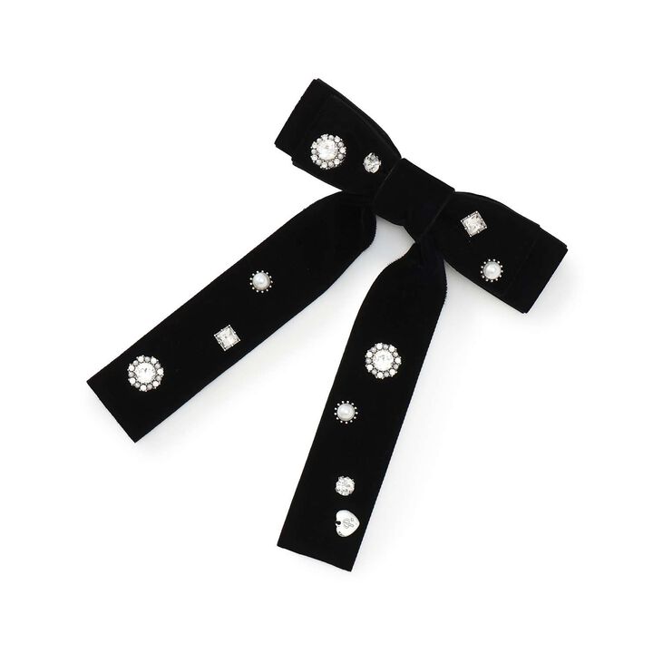Bijou Ribbon Hair Clip,Black, medium image number 5