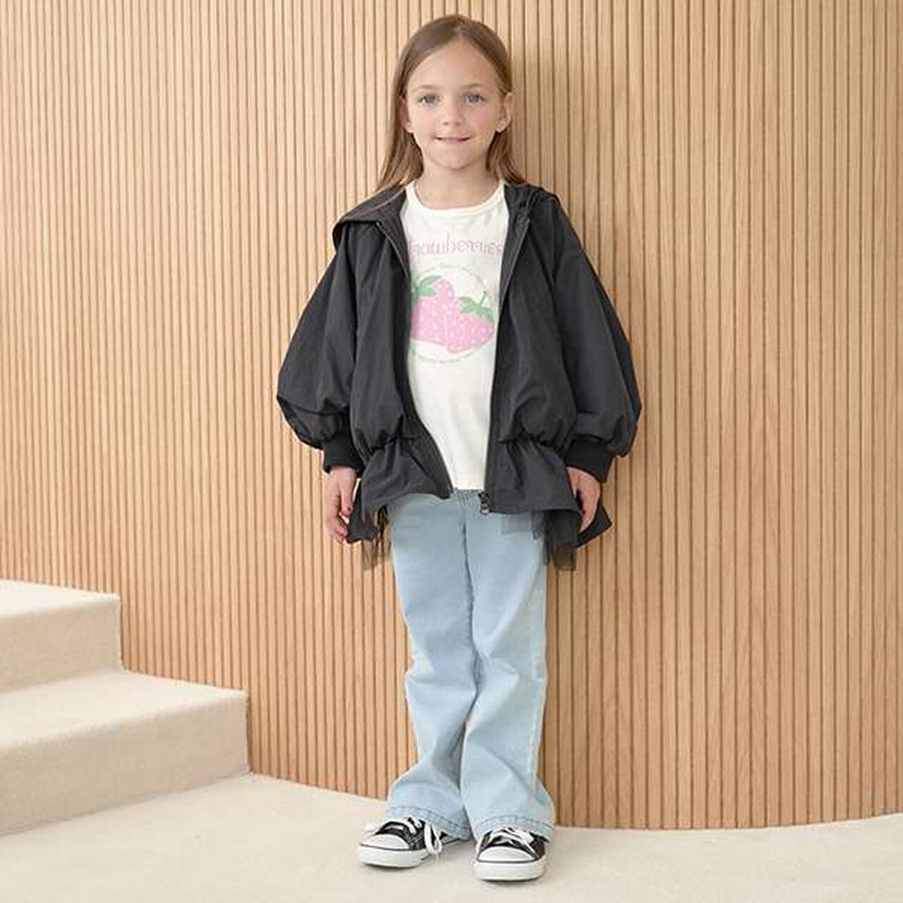 Peplum Silhouette Windbreaker,Black, large image number 6