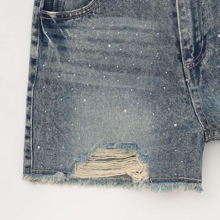 [LTXC] Sparkling Distressed Denim Shorts,Gray, medium image number 14