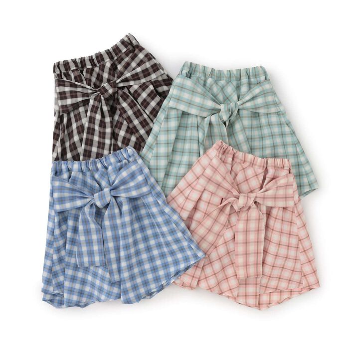 Gathered Check Shirt-Style Skirt with Inner Shorts [Kids Girls],Red, medium image number 12