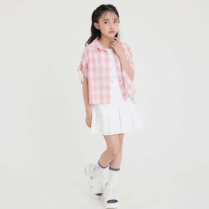 [3WAY] Checkered Shirt with Sleeve Drawstring + Tank Top Set,Black, medium image number 25