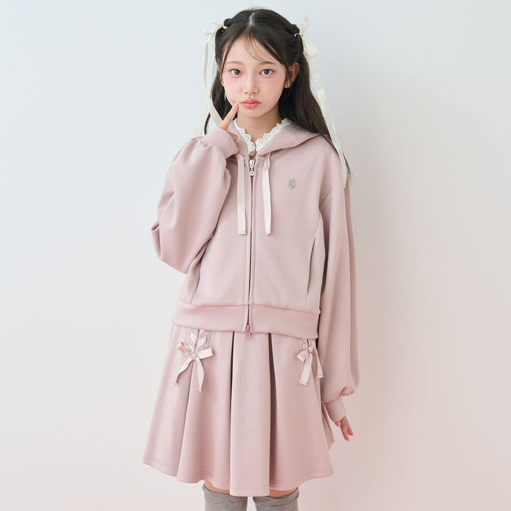 Lace-Trim Hooded Parka & Lace-Up Skirt-Shorts Set,, medium
