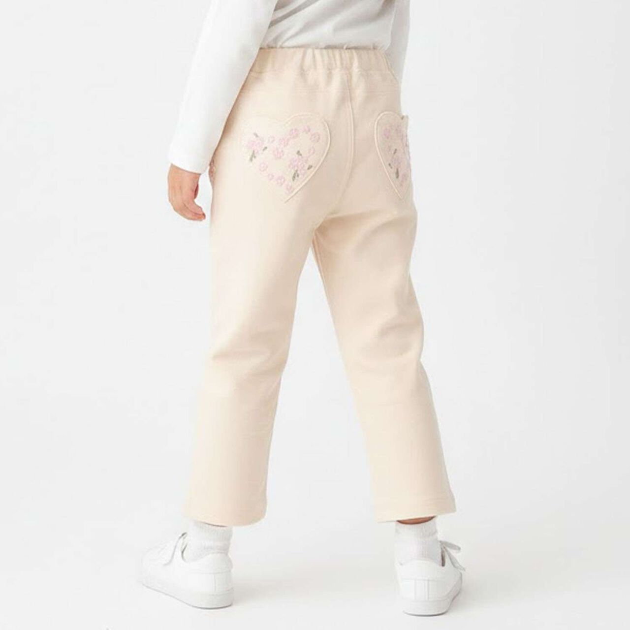 Cherry Blossom Embroidered Denim Pants,Blue, large image number 10