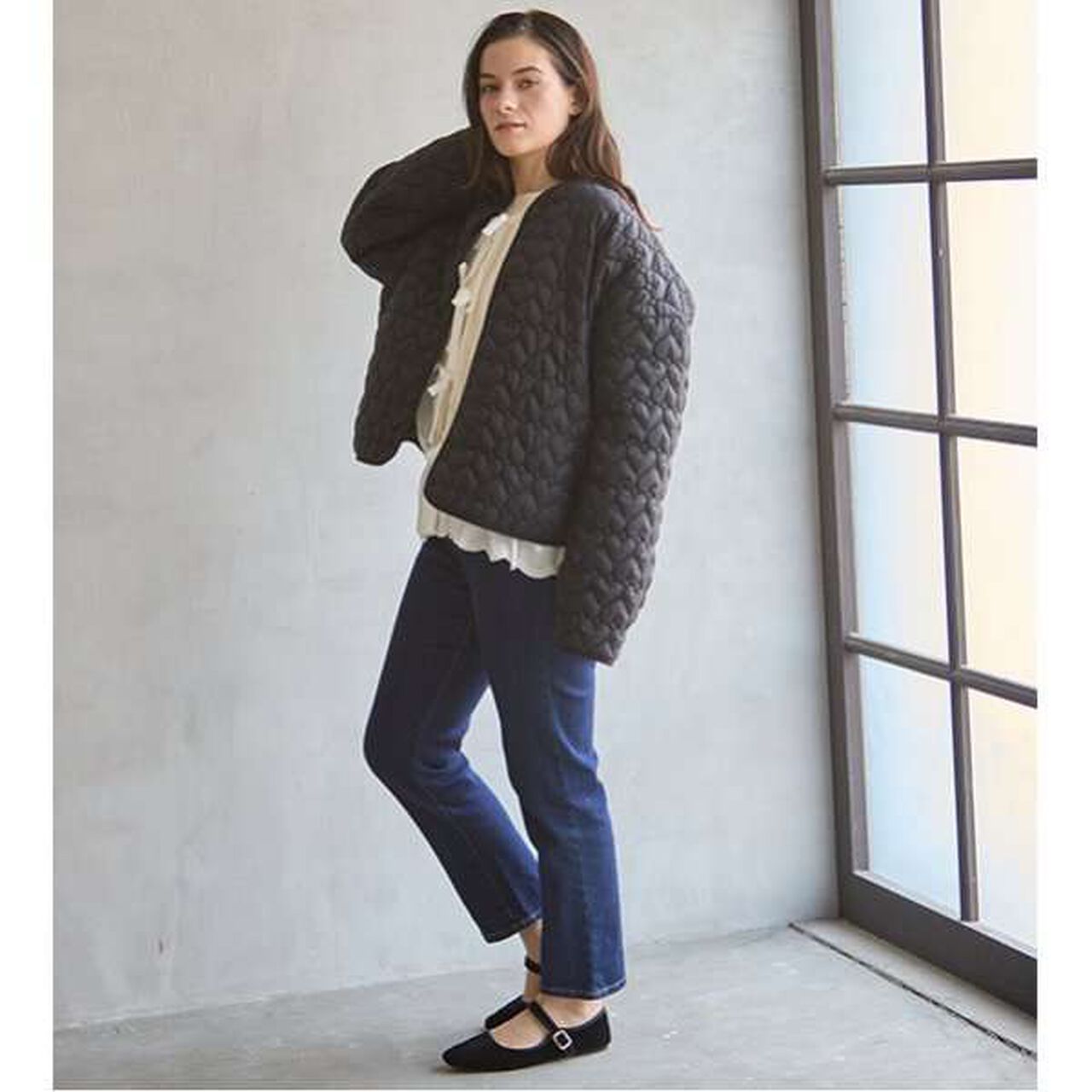 [Link] Assorted Quilted Jacket,Black, large image number 7