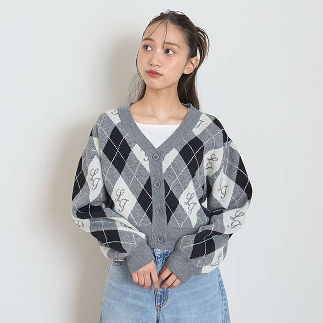 Washable Argyle Cardigan Set,Sax blue, large image number 18