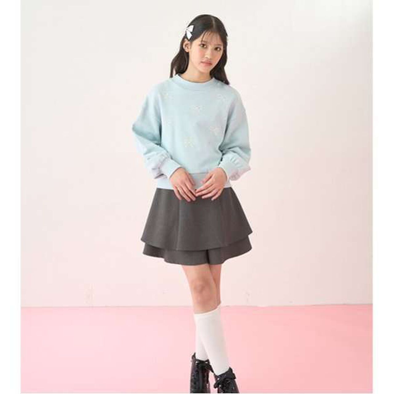 Tiered Shorts,Gray, large image number 3