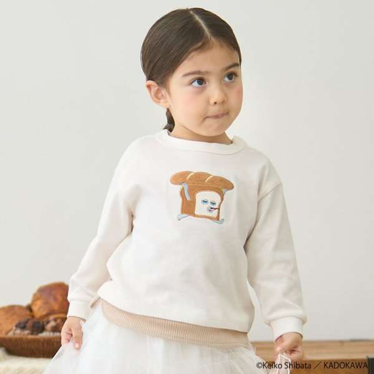 [Bread Thief] Appliqu&eacute; Long-Sleeve T-Shirt,Off white, large image number 0