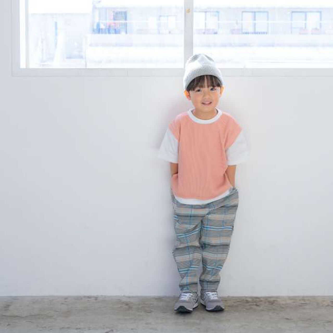 Waffle Vest Layered Short-Sleeve T-Shirt,Salmon pink, large image number 6