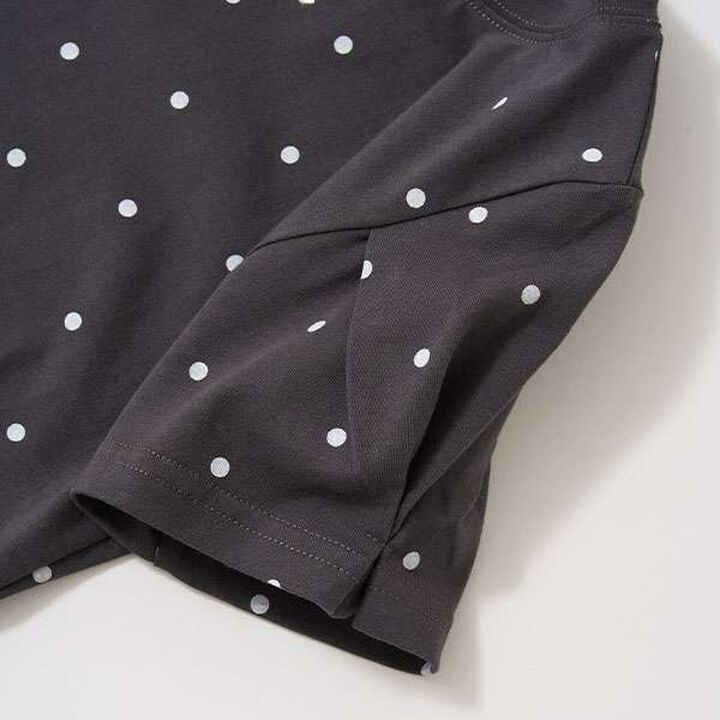 [Soft Cotton] Assorted All-Over Pattern T-Shirt with Tuck Sleeves,Moderate blue, medium image number 5