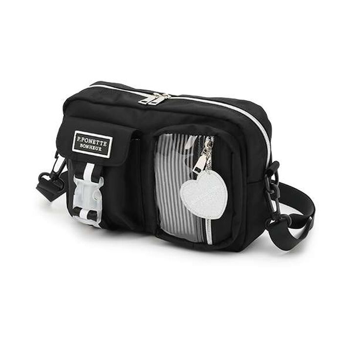 Casual Shoulder Bag with Charm,Black, medium image number 0