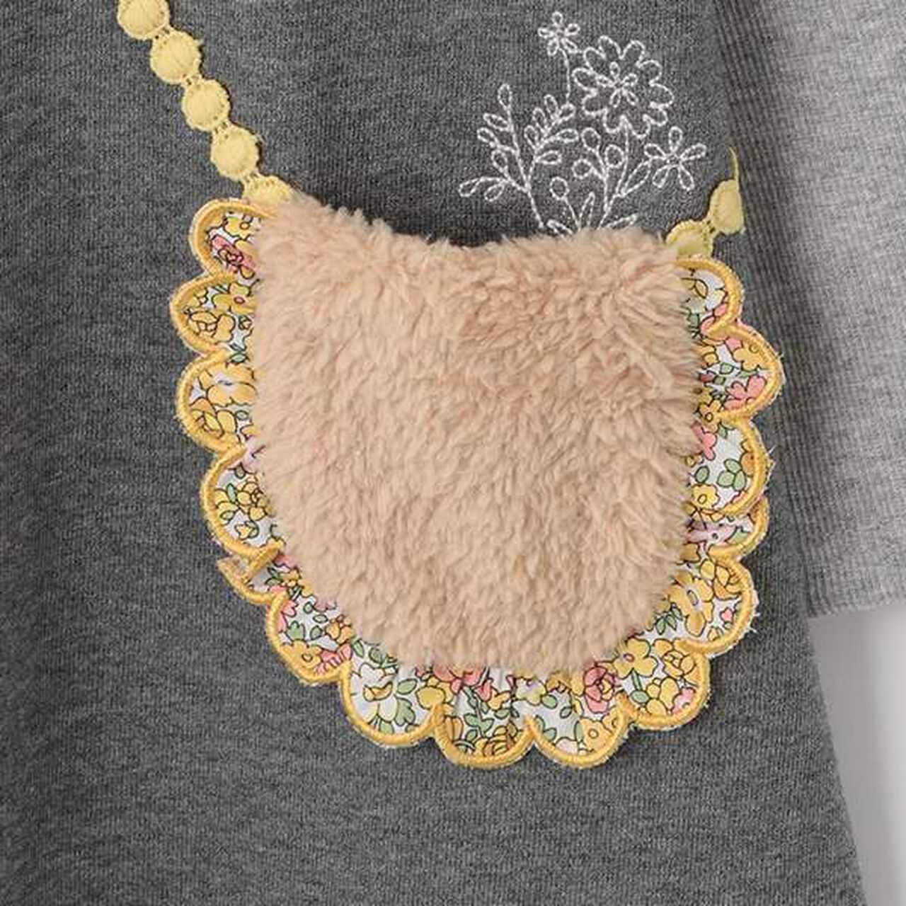 Boa Fabric Pocket Fleece One-Piece Dress,Gray, large image number 4