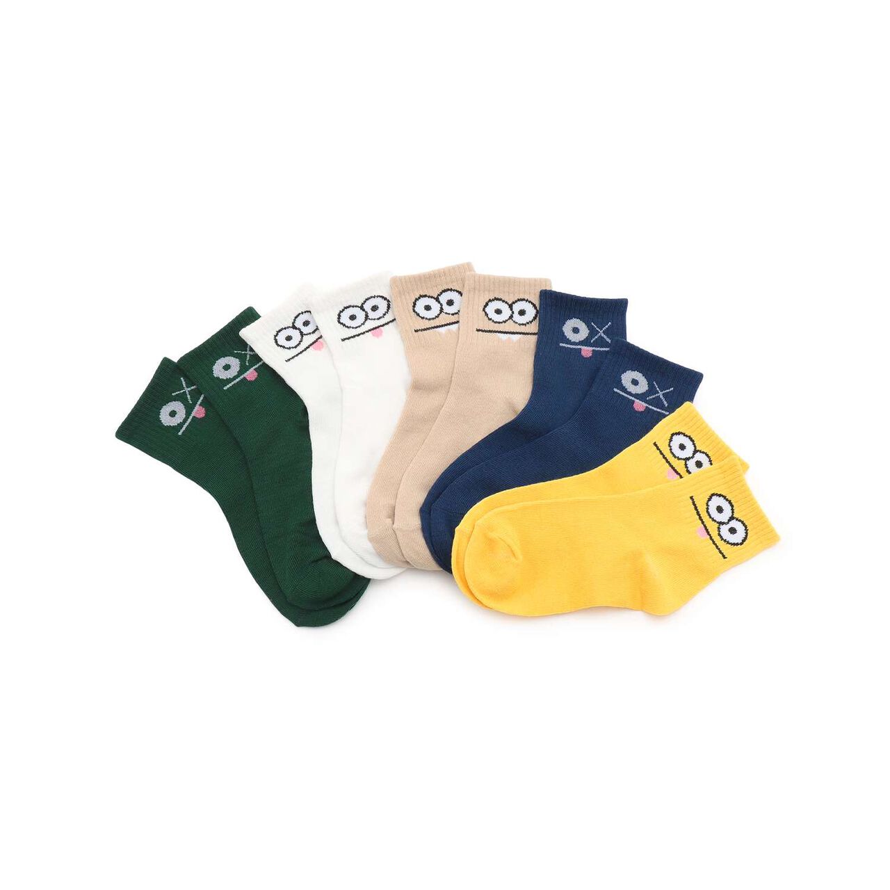 Funny Face Crew Socks,Yellow, large image number 8