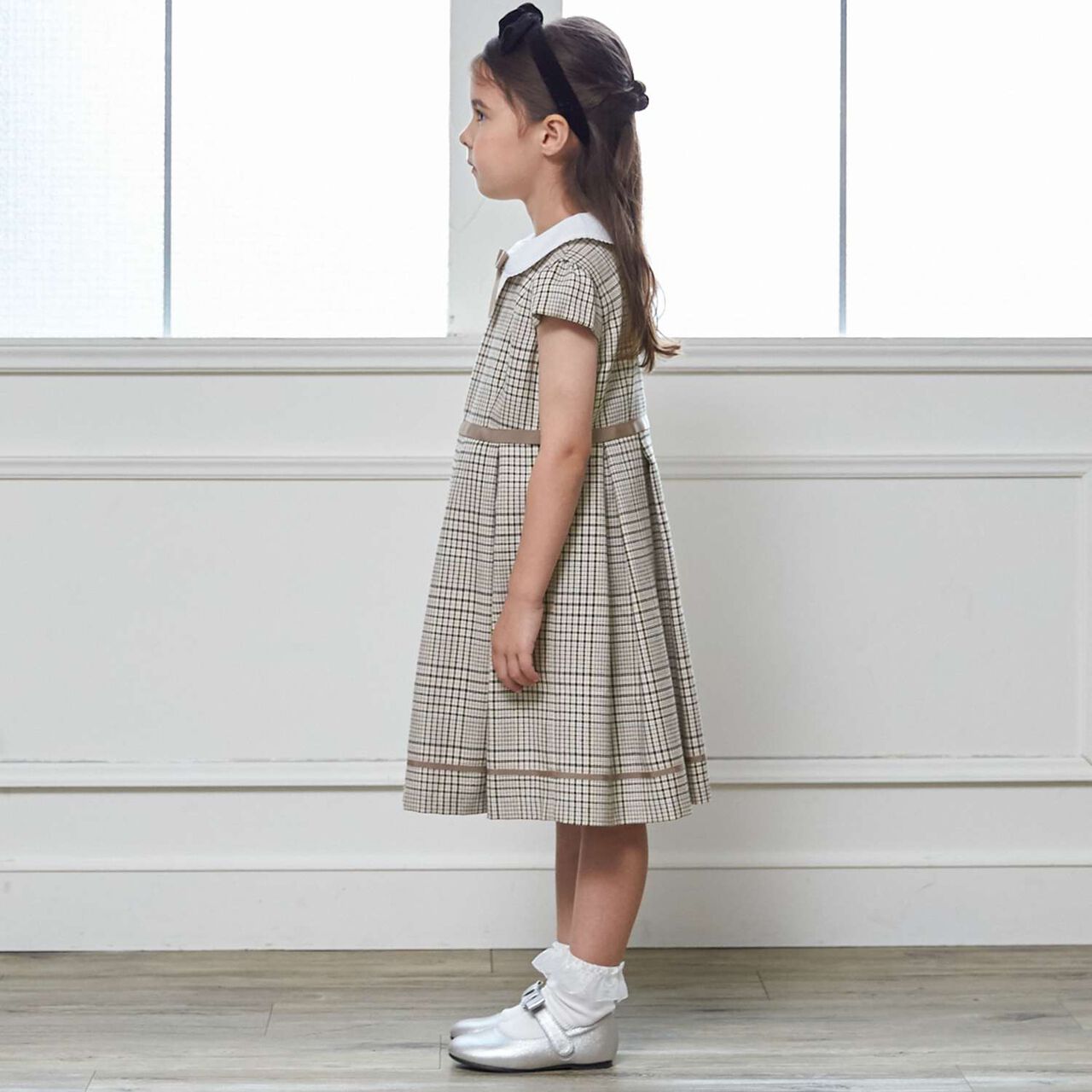 [Formal] Checkered OP + Scallop Trim JK Set,Beige, large image number 4