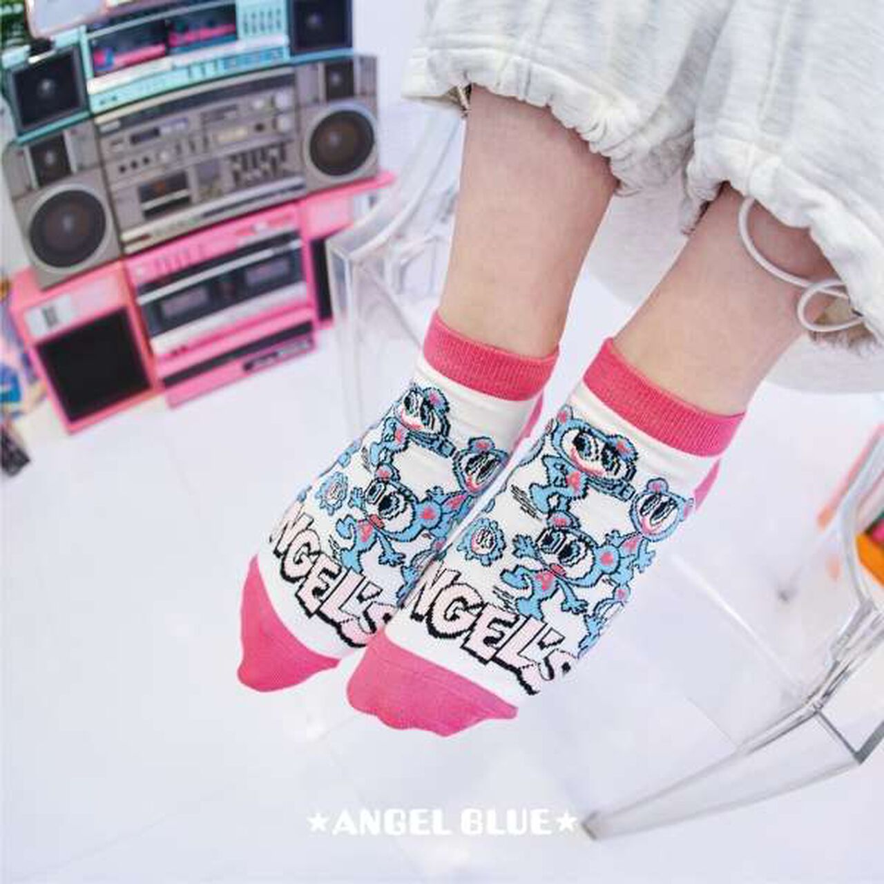 [ANGEL BLUE] Mr. Nakamura and Friends Ankle Socks,Ivory, large image number 1