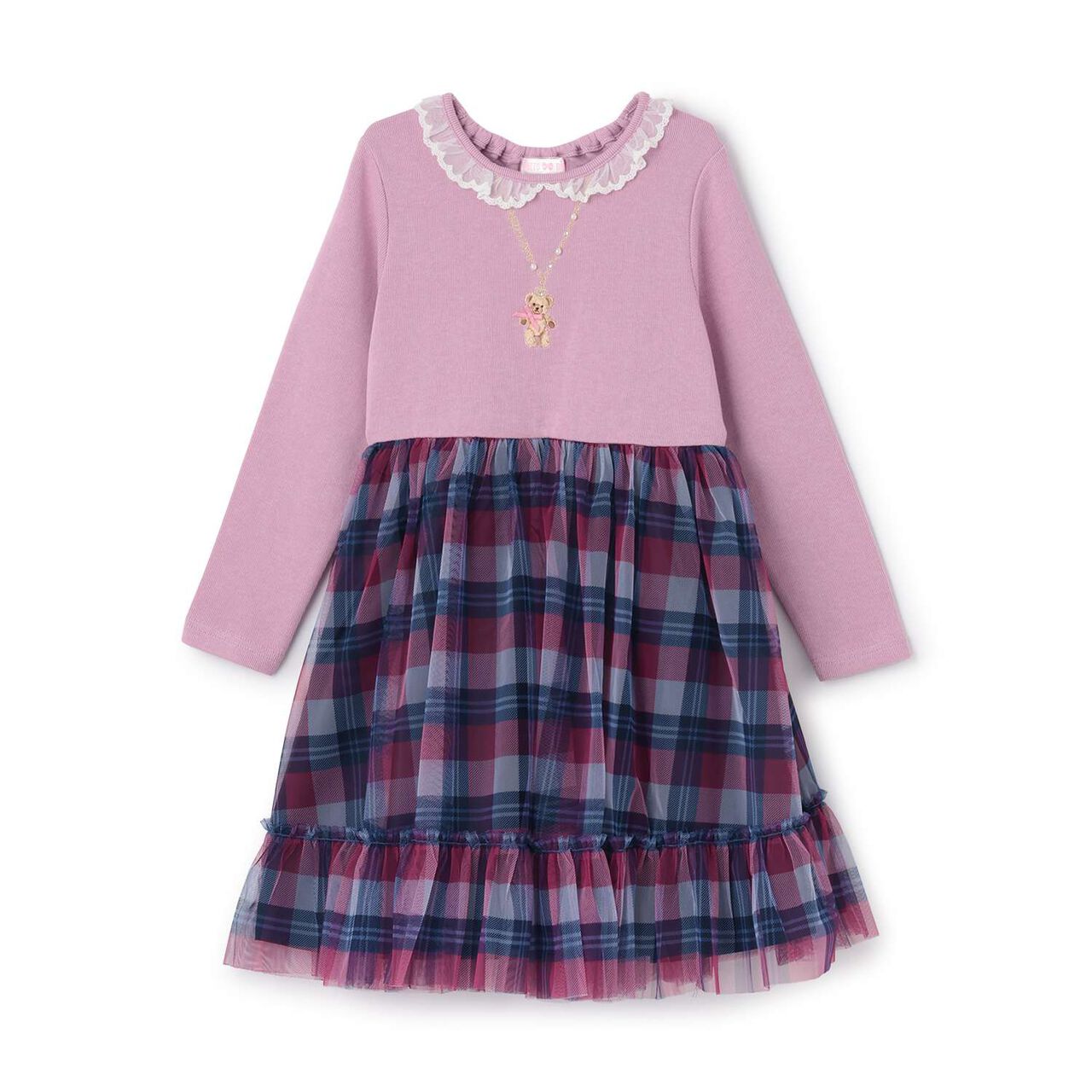 [Restock] Checkered Tulle Docking Dress,Pink, large image number 0