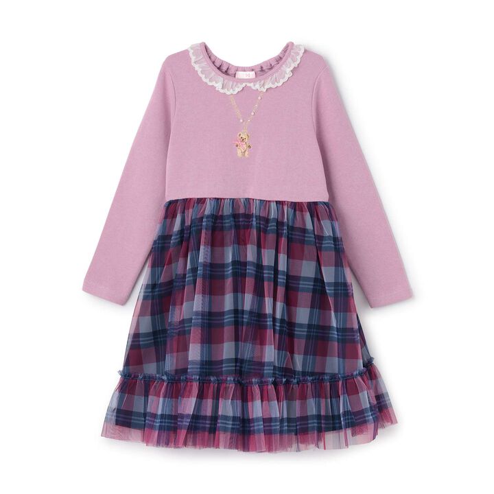 [Restock] Checkered Tulle Docking Dress,Pink, medium image number 0