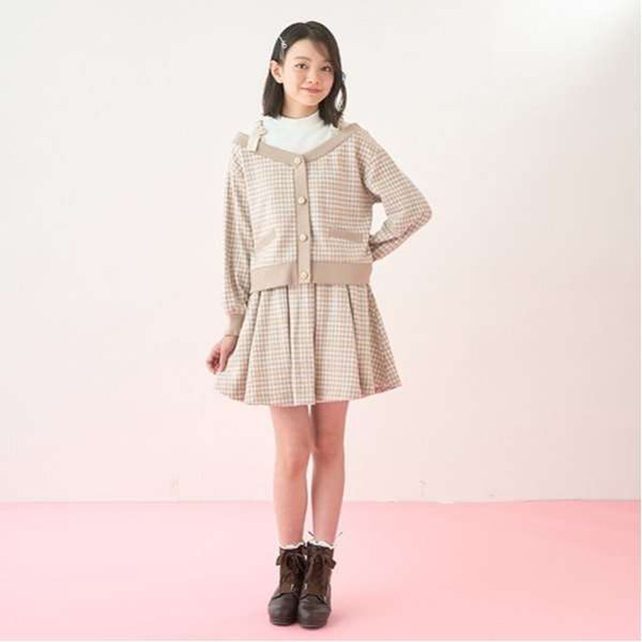 Houndstooth Jacquard Skirt Pants,Mocha tea, large image number 4